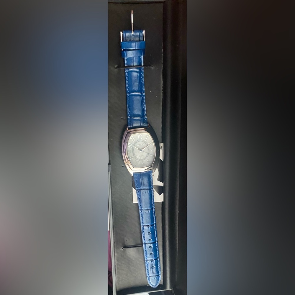 Gossip Blue Leather Strap Watch with Silver Accents